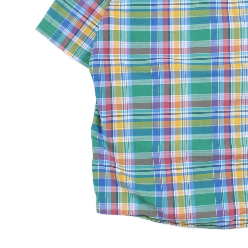Mens Plaid Shirt Short Sleeve Button Up