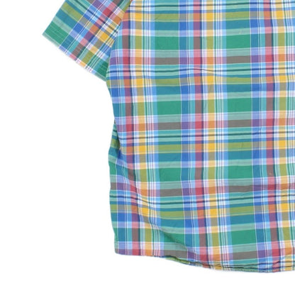 Mens Plaid Shirt Short Sleeve Button Up