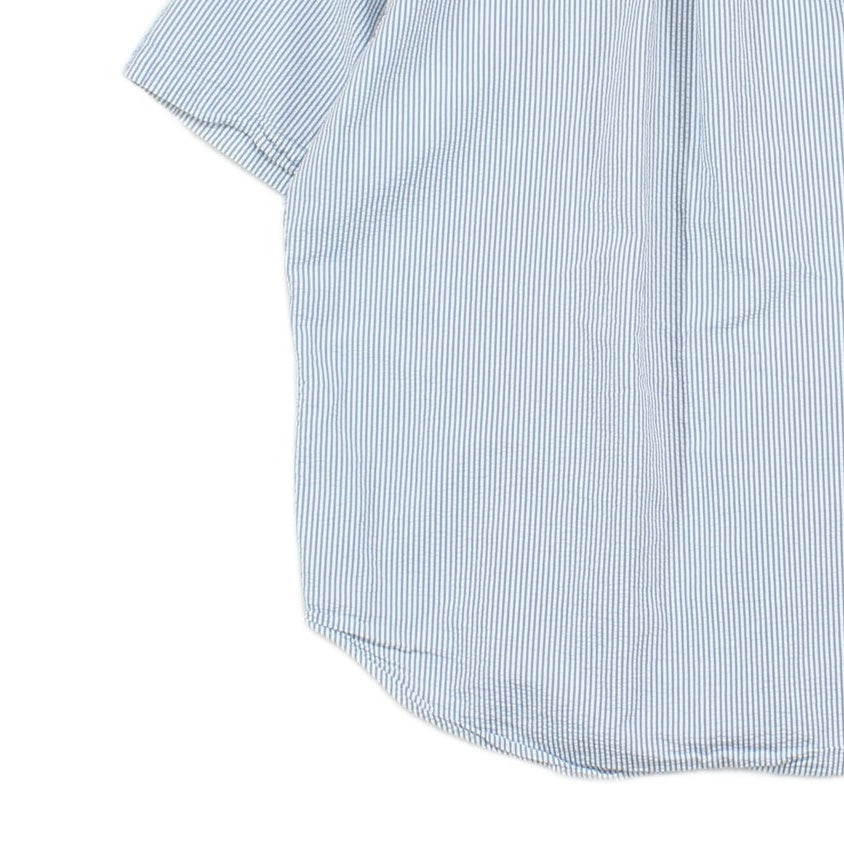 Mens Striped Seersucker Shirt Classic Short Sleeve