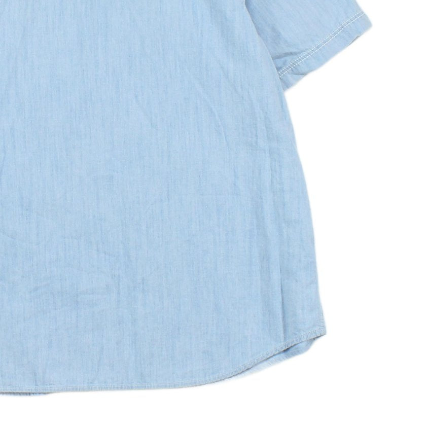 Mens Chambray Shirt Short Sleeve Button Up Snap