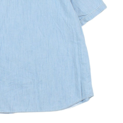 Mens Chambray Shirt Short Sleeve Button Up Snap