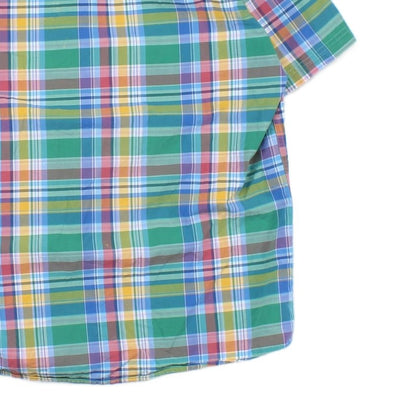 Mens Plaid Shirt Short Sleeve Button Up