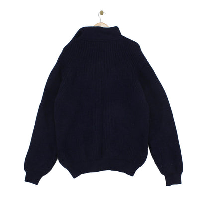 Mens Fisherman Jumper Chunky Knit 1/4 Zip Winter Wool