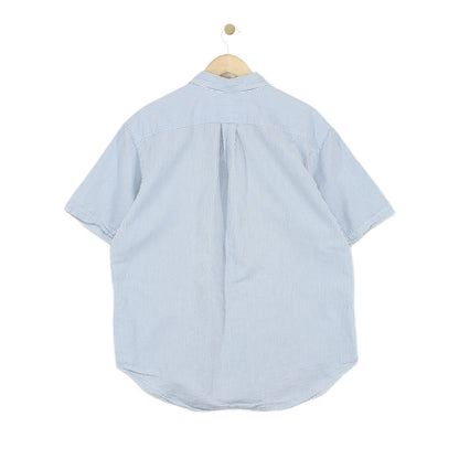 Mens Striped Seersucker Shirt Classic Short Sleeve