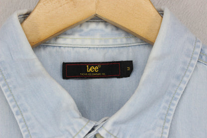 Mens Denim Shirt Button Up Long Sleeve
