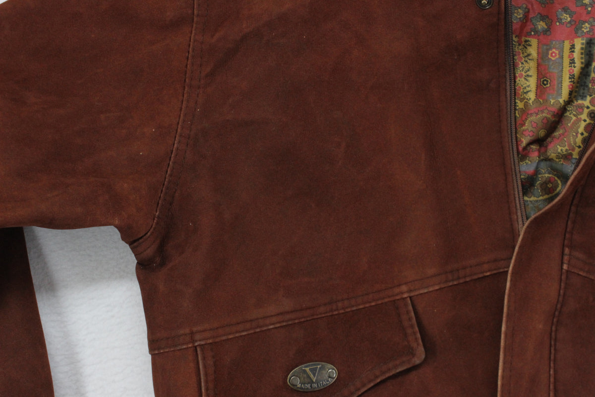 Mens Suede Jacket Made In Italy Full Zip