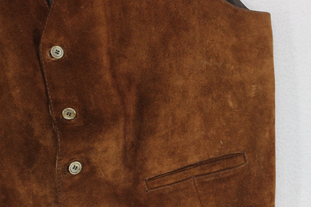 Mens Suede Waistcoat Button Sleeveless