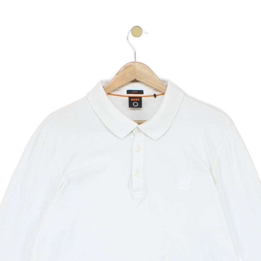 Mens Polo Shirt Slim Fit Stretch Long Sleeve Classic
