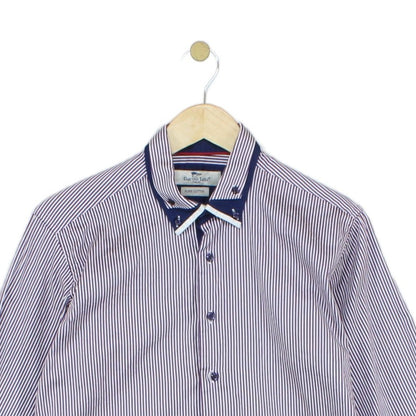 Mens Striped Shirt Long Sleeve Collared