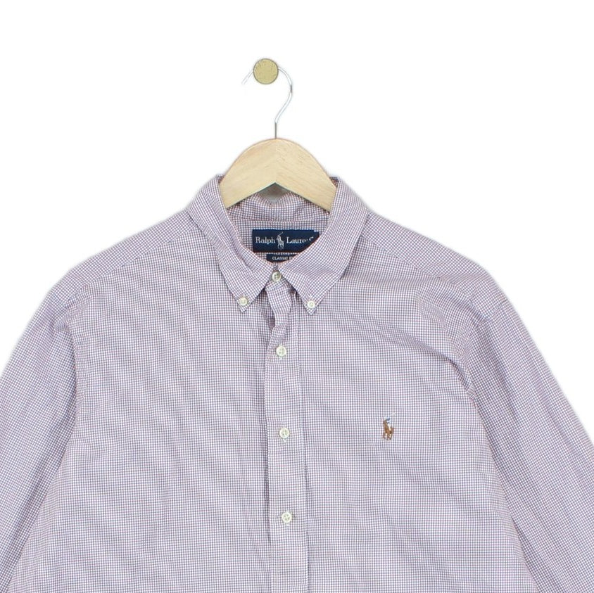 Mens Check Shirt Classic Fit Button Down