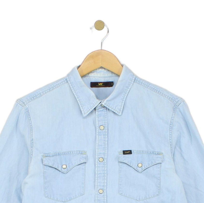 Mens Denim Shirt Button Up Long Sleeve