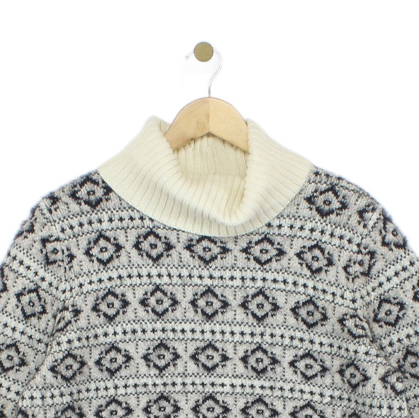 Womens Fair Isle Jumper Knit Winter Roll Neck