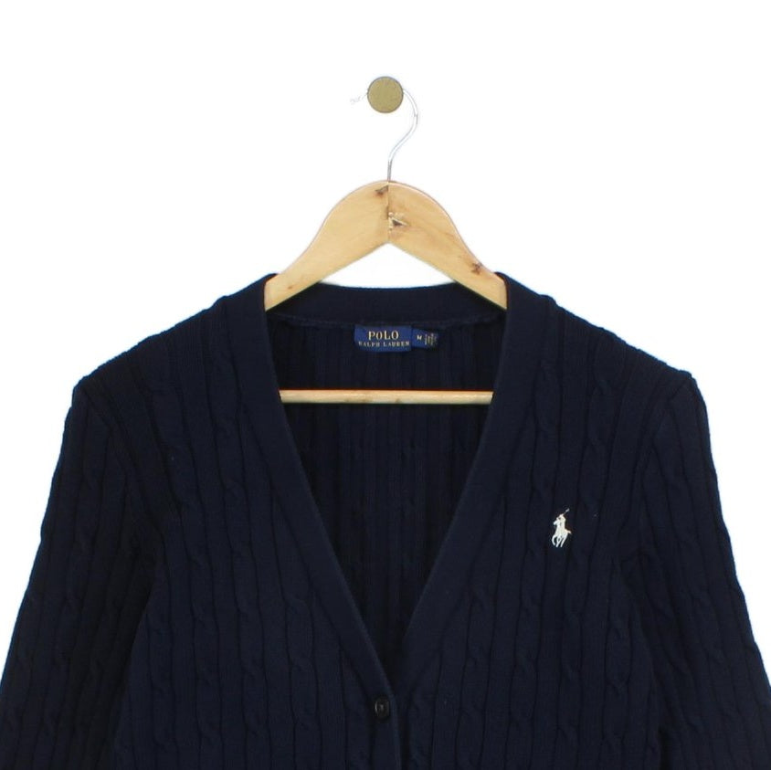 Womens Cable Knit Cardigan Classic Cotton