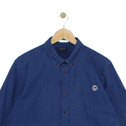 Mens Shirt Button Up Long Sleeve Collar Cotton