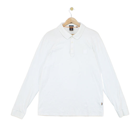 Mens Polo Shirt Slim Fit Stretch Long Sleeve Classic