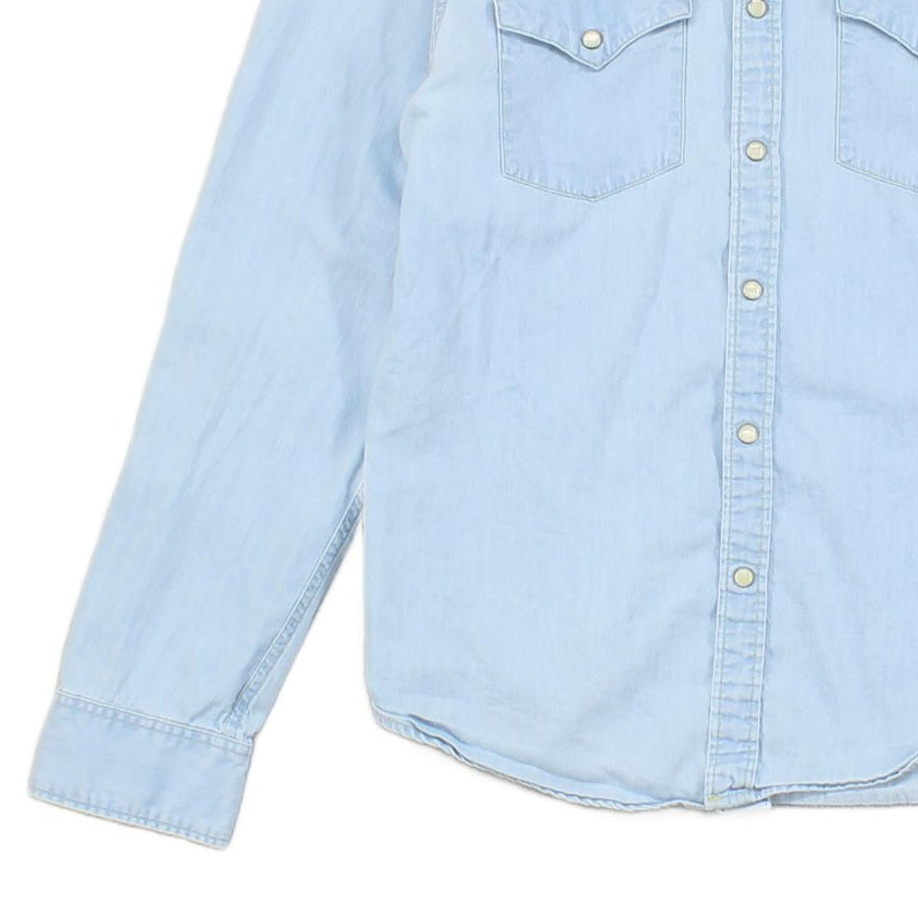 Mens Denim Shirt Button Up Long Sleeve