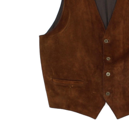 Mens Suede Waistcoat Button Sleeveless