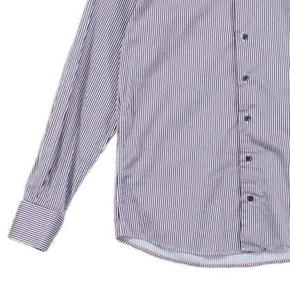 Mens Striped Shirt Long Sleeve Collared