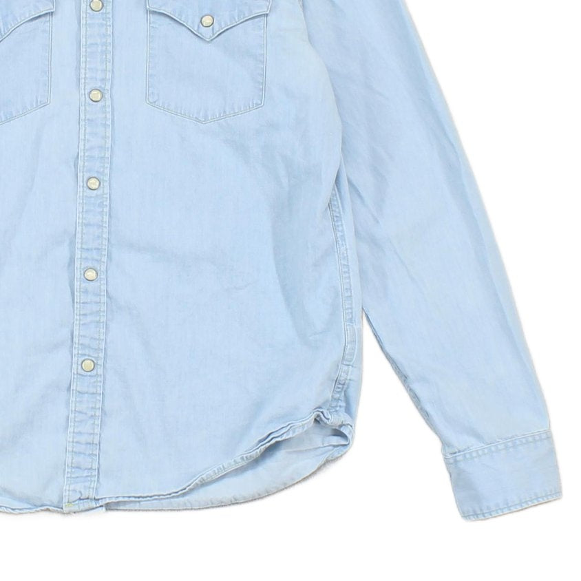 Mens Denim Shirt Button Up Long Sleeve