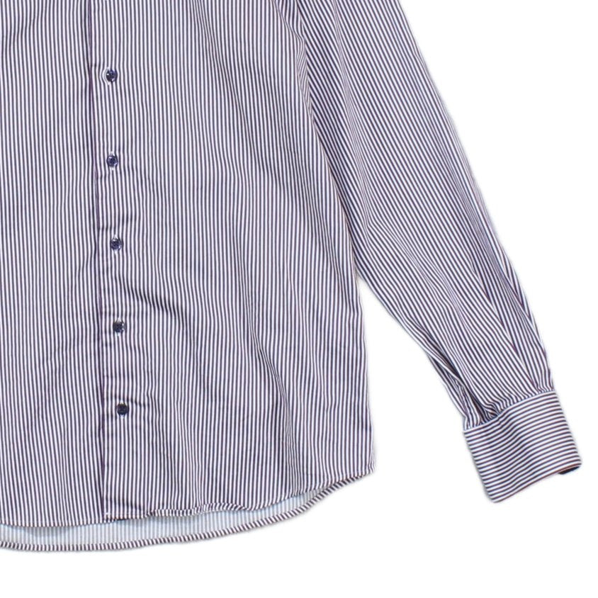 Mens Striped Shirt Long Sleeve Collared