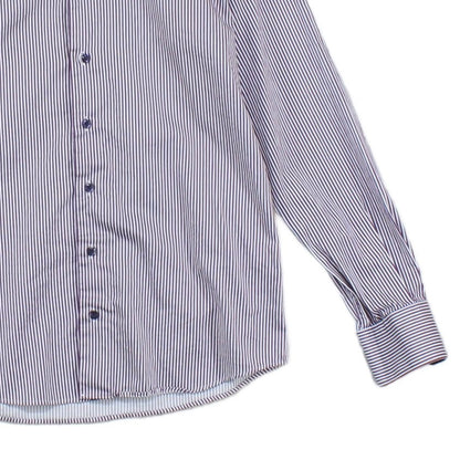 Mens Striped Shirt Long Sleeve Collared