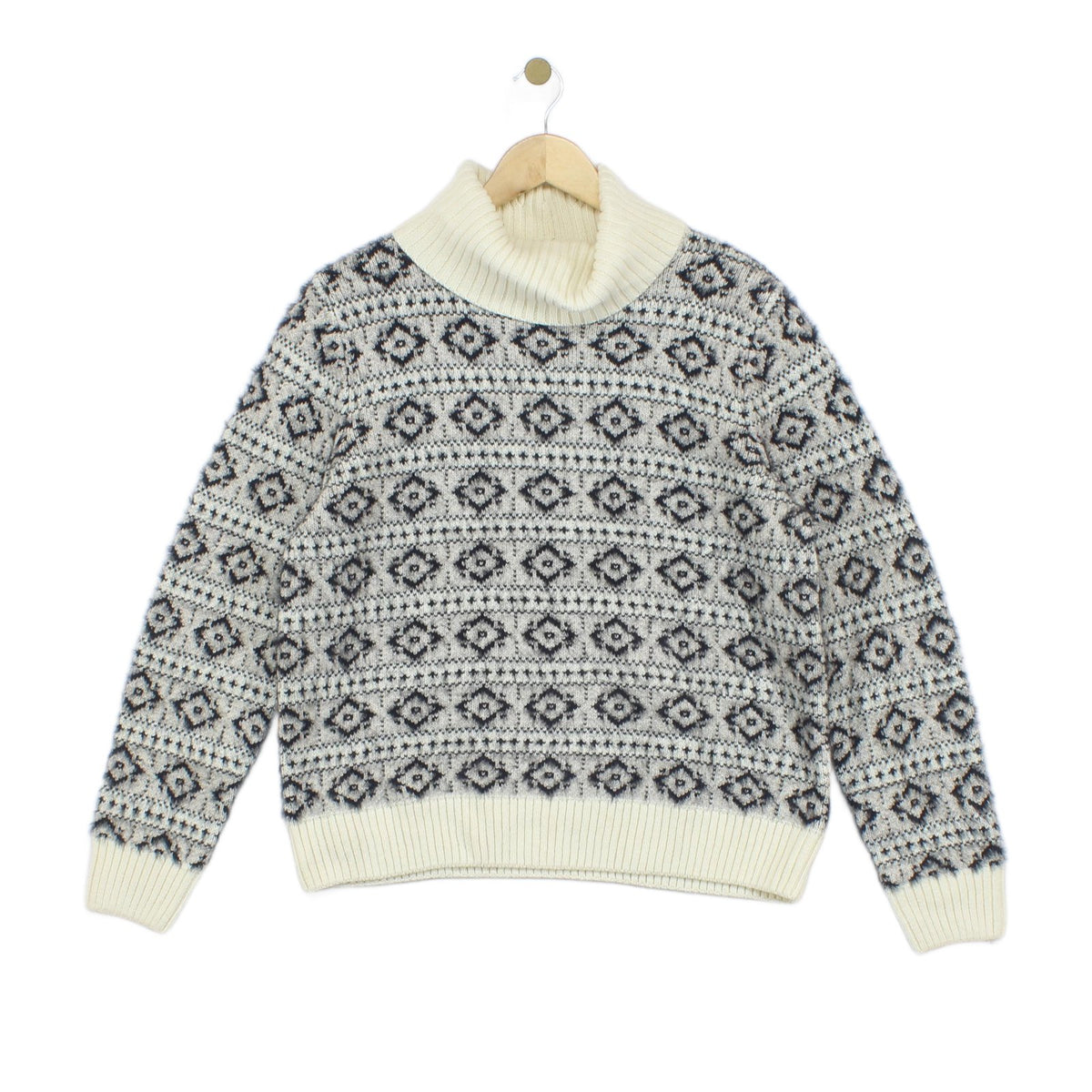 Womens Fair Isle Jumper Knit Winter Roll Neck