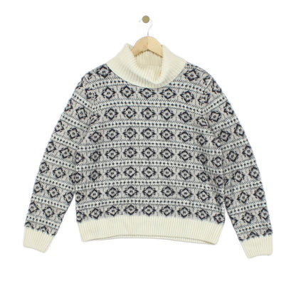 Womens Fair Isle Jumper Knit Winter Roll Neck