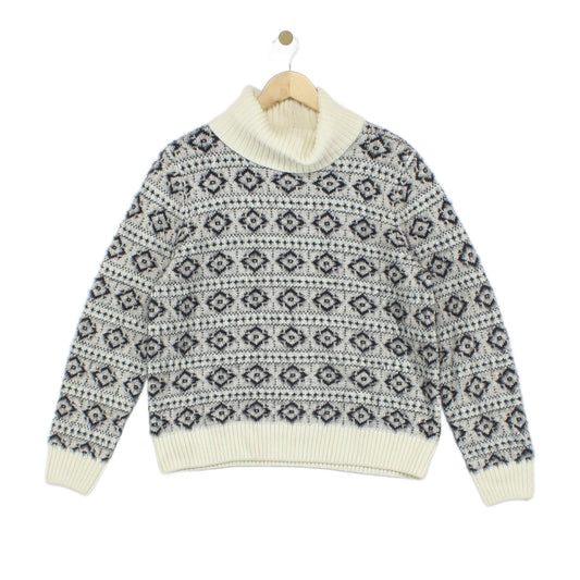 Womens Fair Isle Jumper Knit Winter Roll Neck