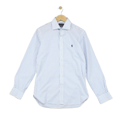 Mens Check Shirt Button Up Long Sleeve