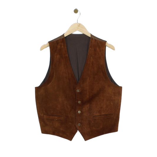 Mens Suede Waistcoat Button Sleeveless