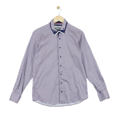 Mens Striped Shirt Long Sleeve Collared