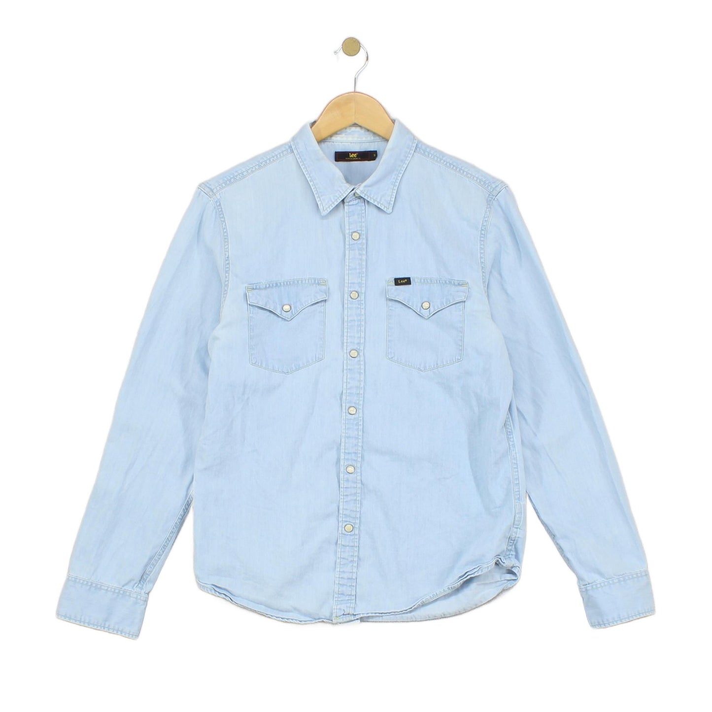 Mens Denim Shirt Button Up Long Sleeve