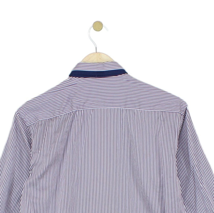 Mens Striped Shirt Long Sleeve Collared