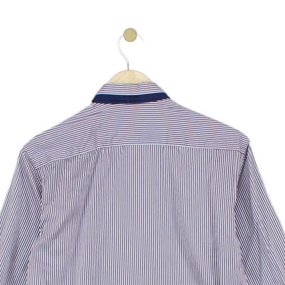Mens Striped Shirt Long Sleeve Collared