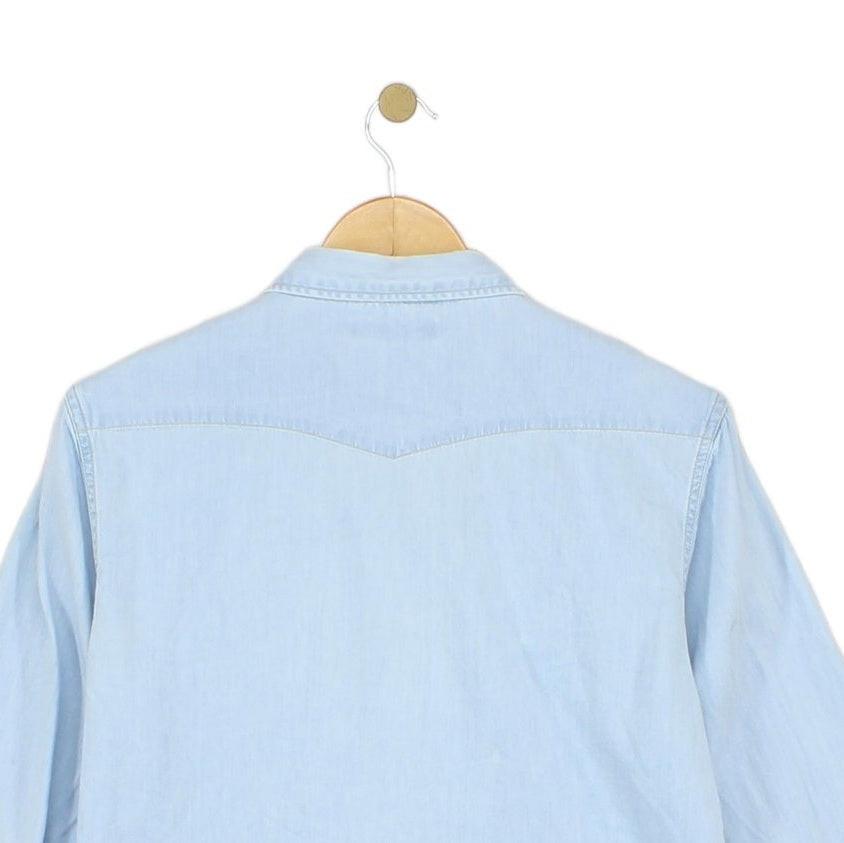 Mens Denim Shirt Button Up Long Sleeve