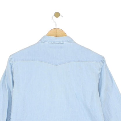 Mens Denim Shirt Button Up Long Sleeve