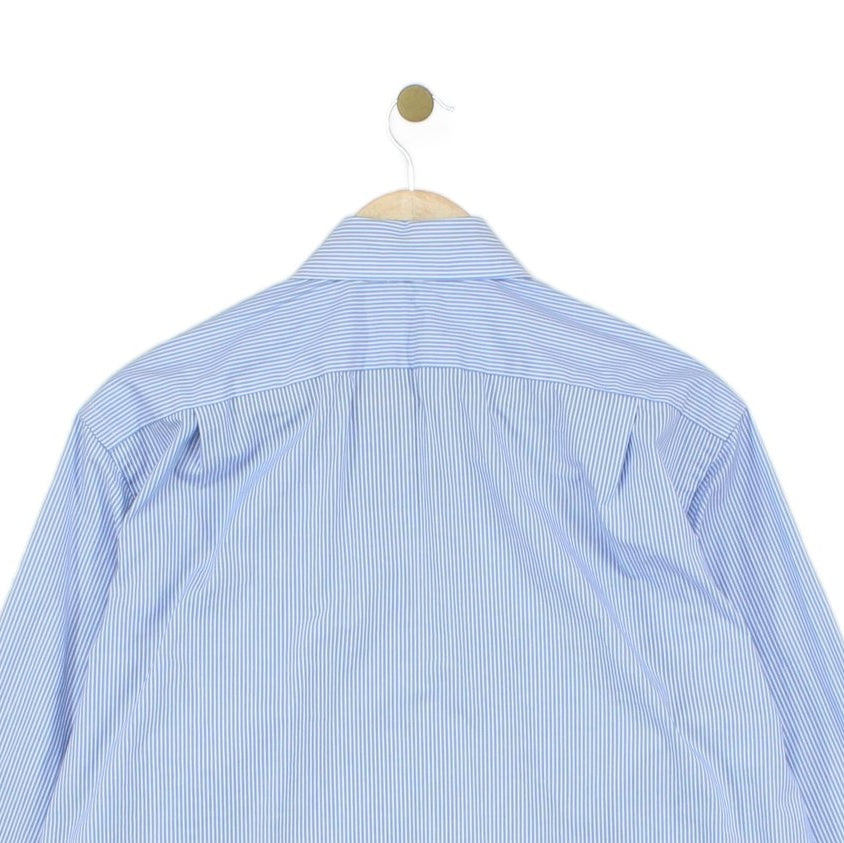 Mens Striped Shirt Button Up Long Sleeve Classic Cotton