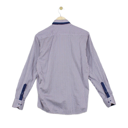 Mens Striped Shirt Long Sleeve Collared
