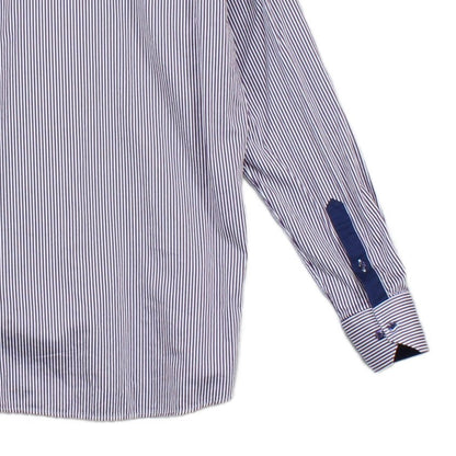 Mens Striped Shirt Long Sleeve Collared