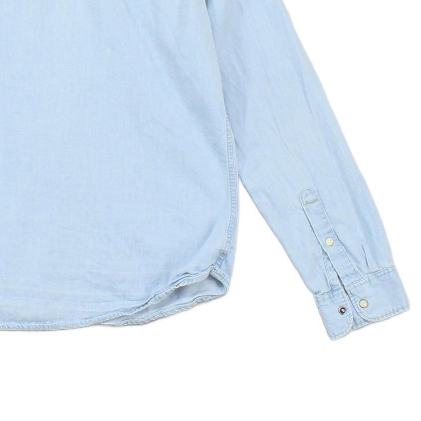 Mens Denim Shirt Button Up Long Sleeve