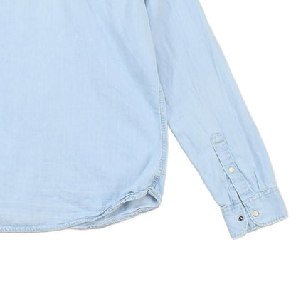 Mens Denim Shirt Button Up Long Sleeve