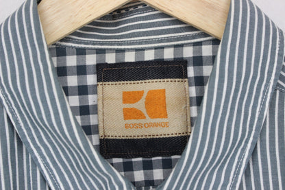 Mens Striped Shirt Long Sleeve Button Up