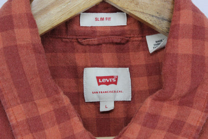 Mens Plaid Shirt Slim Fit Cotton Linen