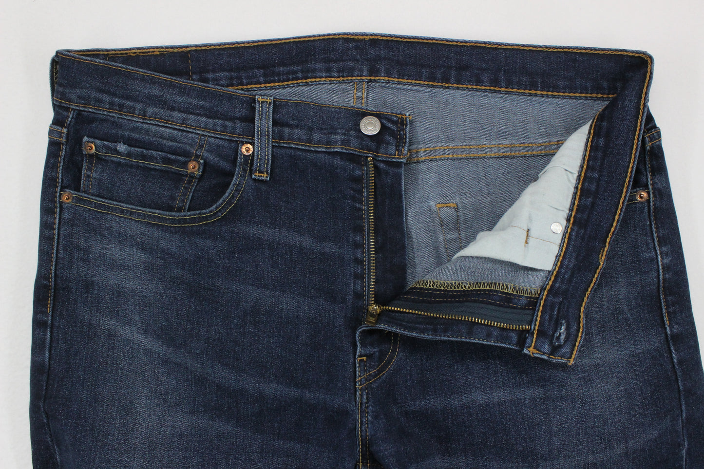 Mens 502 Jeans Regular Tapered Zipper Fly Stretch Denim