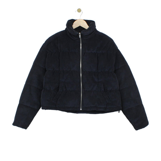 Womens Puffer Jacket Full Zip Padded Corduroy
