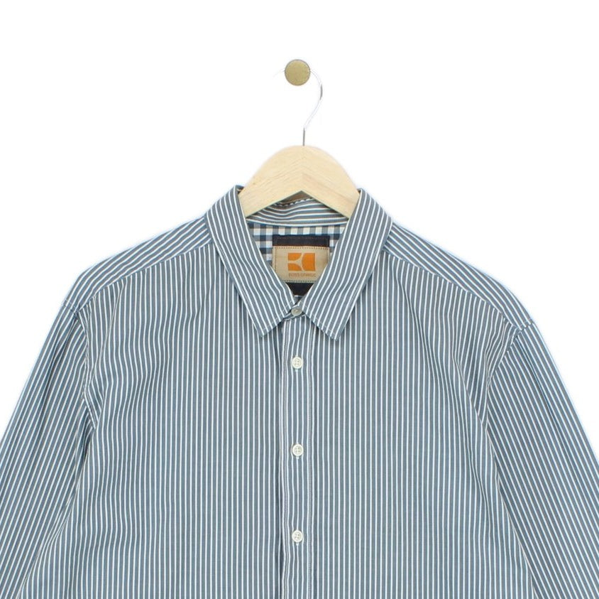 Mens Striped Shirt Long Sleeve Button Up