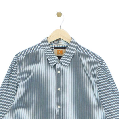 Mens Striped Shirt Long Sleeve Button Up
