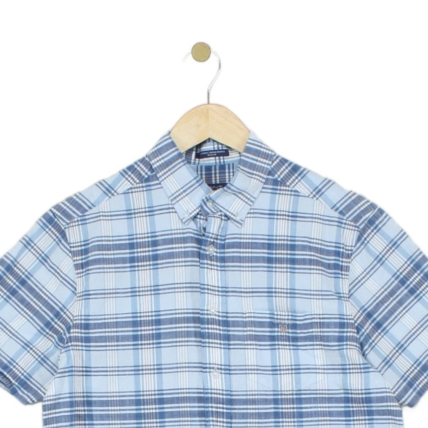 Mens Plaid Shirt Short Sleeve Summer Indian Madras