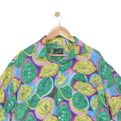 Mens Vintage Viscose Shirt Short Sleeve Patterned
