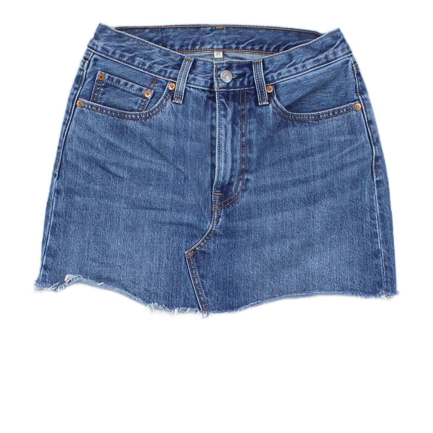 Womens Denim Skirt Frayed Hem Classic